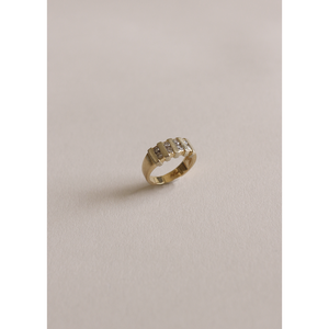 Anillo Vintage de Oro Sólido de 14k con Diamantes de Corte Brillante de 0.48ctw, Patrón Geométrico, Engaste Invisible, Chapado en Oro Puro, Unisex, para Uso Diario - Product Image 4