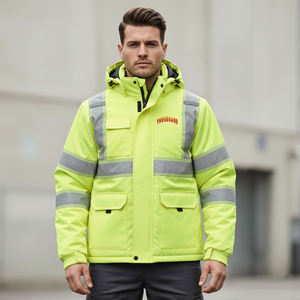 Chaqueta de Seguridad Reflectante de Alta Visibilidad, 100% Poliéster, para Trabajo en Exteriores en Invierno, Cálida, con LED Intermitente, Impermeable, ANSI Clase 2, Logotipo Personalizado, para Hombre - Product Image 1