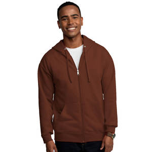 Solid High Quality 100% Cotton Eco-Friendly Winter Mens 2XL Custom Drawstring <b>Thermal</b> Hoodie Kangaroo Pocket Full Zip - Product Image 1