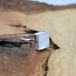 Bague en argent sterling 925 avec pierre précieuse carrée en nacre, bijoux faits à la main, bague élégante pour femmes, taille américaine 7 - Product Image 5