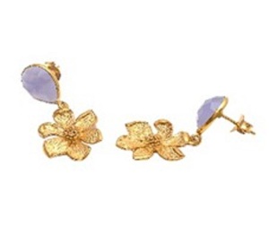 Boucles d'oreilles en forme de poire en argent Sterling 925 avec pierre précieuse de calcédoine lavande, nouvel arrivage - Product Image 1