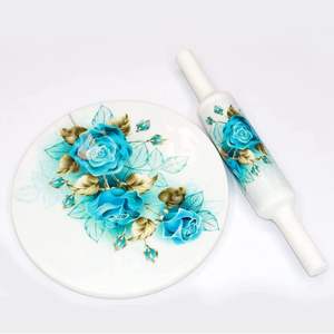 <b>Wooden</b> Chakla Belan Set with Floral Pattern Eco-Friendly Kitchen Tool Indian Collectible Customized Designs - Product Image 4