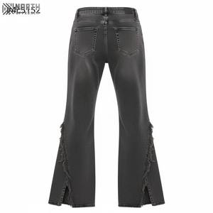 Pantalones vaqueros informales de mezclilla transpirables de alta calidad para mujer 2025, pantalones vaqueros de talla grande con logotipo de Color sólido en la cintura, venta al por mayor - Product Image 2