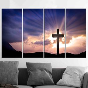 Tableau imprimé sur toile élégant : motif croix de la Résurrection sacrée, lot de 4 toiles - Product Image 1