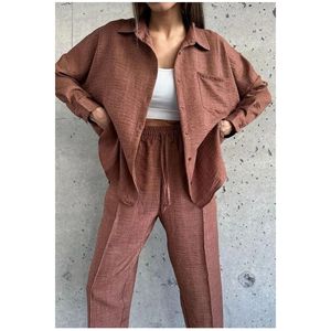 Top e pantaloni da donna in lino Set di fondo comodo ed elegante - Product Image 5