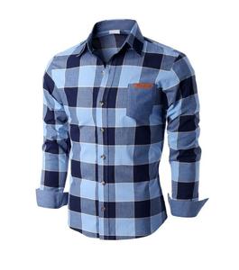 Camisa de Hombre a Cuadros de Sarga 100% Algodón, Casual, Transpirable, Sostenible, de Manga Larga, con Botones, Teñida con Hilo, Antiencogimiento, Personalizable, Superventas - Product Image 2