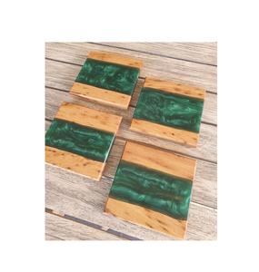 Dessous de verre en bois et en résine bleue de conception unique pour les articles d'ustensiles de cuisine de boisson de thé de café au plus bas coût - Product Image 2