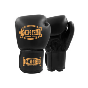 Venta al por mayor de alta calidad de 12oz de cuero de vaca negro adultos guantes de boxeo logotipo personalizado con cordones guantes ganadores de calidad profesional - Product Image 1