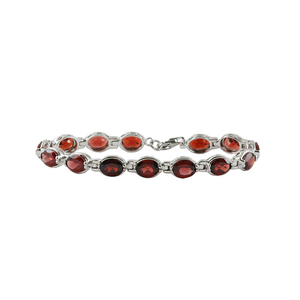 Piedra preciosa natural 925 plata esterlina granate bisel conjunto pulsera joyería para mujer - Product Image 1