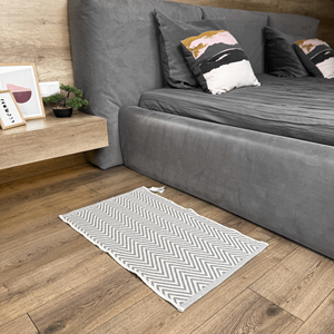 Soma Gray Recycled Cotton Rug Handwoven Indoor Floor <b>Mat</b> 50x80 cm - Product Image 2