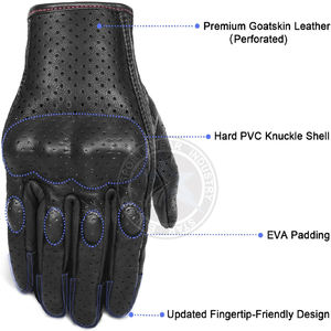 Gants de moto pour hommes en cuir pur pour les courses de motos, gants de protection pour la conduite hivernale à doigts entiers pour hommes et femmes - Product Image 2