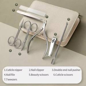 Kit de manucure et pédicure portable de luxe, ensemble de coupe-ongles 7 pièces, ensemble de toilettage en acier inoxydable pour femmes et hommes, logo personnalisable - Product Image 6