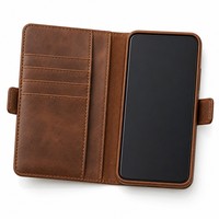 Étui portefeuille en cuir avec emplacements pour cartes pour iPhone 16, portefeuille pratique pour transporter 3 cartes et de l'argent liquide avec un fermoir magnétique