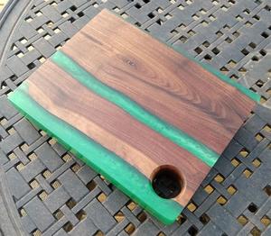 Bandeja para servir de madera y resina de calidad elegante, mango de un lado, utensilios de cocina para desayuno, vajilla, bandeja decorativa para comedor y sala de estar - Product Image 6