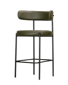 Modern Style High Bar <b>Chair</b> Stool Elegant Fabric with High Back Metal Leg for Hotel and Bar - Product Image 3