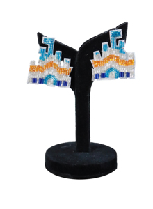 ต่างหูประดับลูกปัดสีน้ำเงินโมโนโครมสุดหรู งานแฮนด์เมด สำหรับผู้หญิงและเด็กผู้หญิง ต่างหูยาวสำหรับงานแต่งงานและงานเลี้ยง - Product Image 2