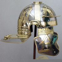 Réplique de casque médiéval italique impérial, artisanale, en fer/acier doux découpé, armure incrustée d'émail, épaisseur 18 jauges, pour films et séries TV