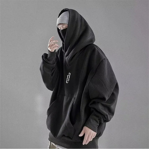 Vente en gros Hommes et Femmes Toutes Tailles Collection Printemps Surdimensionné Polaire Dessin Animé Couverture Visage Style Ninja Pull Hoodies Sweatshirts - Product Image 1