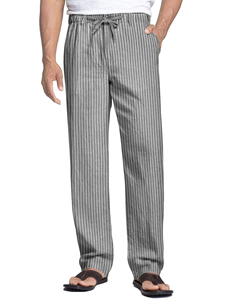 Nouveauté Pantalon de pyjama décontracté pour homme en lin/coton respirant thermique de haute qualité Service OEM - Prix de gros bon marché - Product Image 6