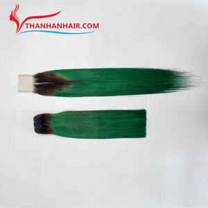 Le combiné faire perruque os trame droite faisceau et fermeture Ombre Color extensions de cheveux 100% cheveux bruts du Vietnam - Product Image 3