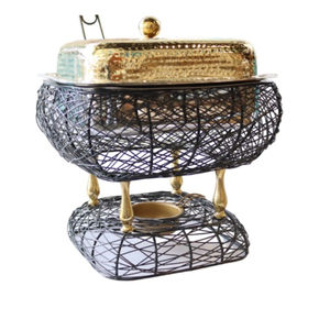 Latest Stainless Steel With Rattan Design Holder Eco Friendly Hammered Finish <b>Serving</b> <b>Dish</b> For Restaurant And Home Use - Product Image 5