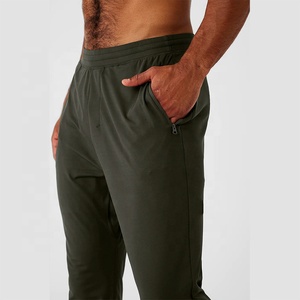 Custom Essential Breathable Exercise <b>Slim</b> <b>Fit</b> Solid Color Zipper Pocket <b>Jogger</b> Soft Stretch Fabric Nylon Spandex <b>Jogger</b> Pant <b>Men</b> - Product Image 4