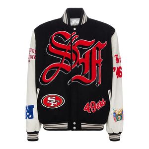 แจ็คเก็ตขนสัตว์49ERS & Leather VARSITY ซานฟรานซิสโก Black & White - Product Image 1