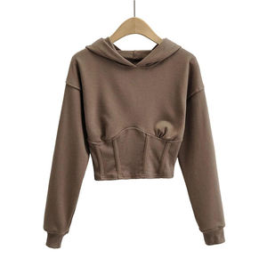 Sudaderas con capucha cortas de poliéster y algodón a la moda, actualización de armario informal con estilo con cuello con capucha y técnicas lavadas con logotipo frontal - Product Image 6