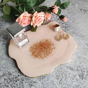 Handmade Resin Pink Tray with Unique Shape Home <b>Decor</b> Vanity Tray and Danish <b>Pastel</b> <b>Decor</b> Gift for Mom's <b>Birthday</b> - Product Image 1