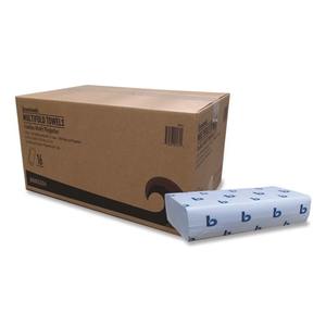 Boardwalk BWK6204 1-Ply 9 In. X 9,5 pouces Serviettes jetables pliées structurées blanches (16/carton) - Product Image 1