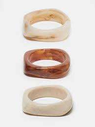 Brazalete de Resina de Moda, Ideas de Brazaletes de Resina de Moda, Brazaletes de Mármol Pastel, Brazaletes Transparentes con Copos de Oro, Gruesos - Product Image 2