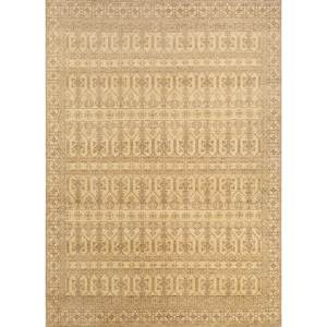 Tapis en laine noué à la main Erbe AKWL-3106(CM-01) - Tapis rectangulaire géométrique classique pour salon - Fait main pour usage domestique - Product Image 1