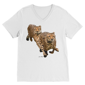 Cheetah Brothers Premium V-Neck T-<b>Shirt</b> 100% Organic Cotton Breathable Jersey Fabric with Pattern <b>Compressed</b> Features - Product Image 1