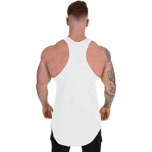Débardeurs sans manches avec logo personnalisé OEM pour hommes Fitness Gym Stringer Vest avec design uni Vente en gros Blanc Gym Singlet Top - Product Image 5