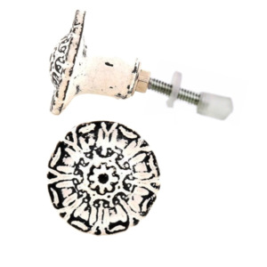 Boutons de fleurs industriels en fonte blanche dégradée, poignées de tiroir d'armoire en céramique pour cuisine chambre armoire commode - Product Image 2