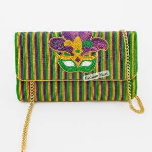 Sac à bandoulière perlé inspiré du Mardi Gras Sacs à main élégants pour le carnaval et les événements - Product Image 4