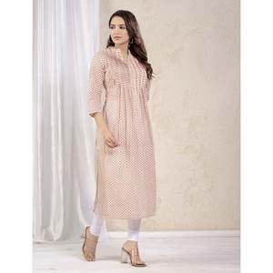 Kurti droit brodé violet crème pour femmes, design ethnique moderne et élégant, imprimé numérique, haute qualité, été - Product Image 5