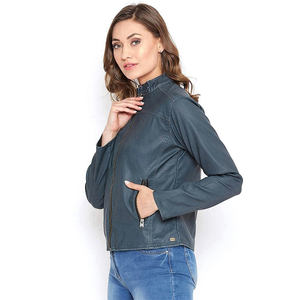 Veste en cuir confortable au meilleur prix, veste en cuir pour femmes, veste en cuir unie teinte, en vente - Product Image 4