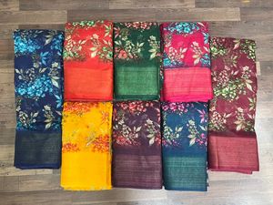 Saree ผ้าฝ้ายที่มีคุณภาพที่ดีที่สุดผ้านุ่มสไตล์ทันสมัยพิมพ์ Saree กับเสื้อน้ำหนักงานแต่งงานปาร์ตี้และ Diwali ที่เหมาะสม - Product Image 5