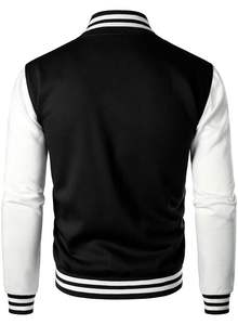 Vente en gros de veste universitaire de baseball de rue haute pour hommes personnalisée hiver corps en laine manches en cuir col montant toile personnalisable - Product Image 2