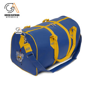 Bolsas de Lona Cadura de la Hermandad Sigma Gamma Rho, Bolsa de Viaje, Gimnasio y Fin de Semana Personalizada en Azul Rey y Dorado con Logotipo - Product Image 3