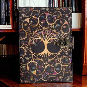Handmade <b>Black</b> Tree Life Leather Journal <b>Scrapbook</b> Custom Thread Sewing Spiral Binding Organizer with Perfect Gift Box - Product Image 5