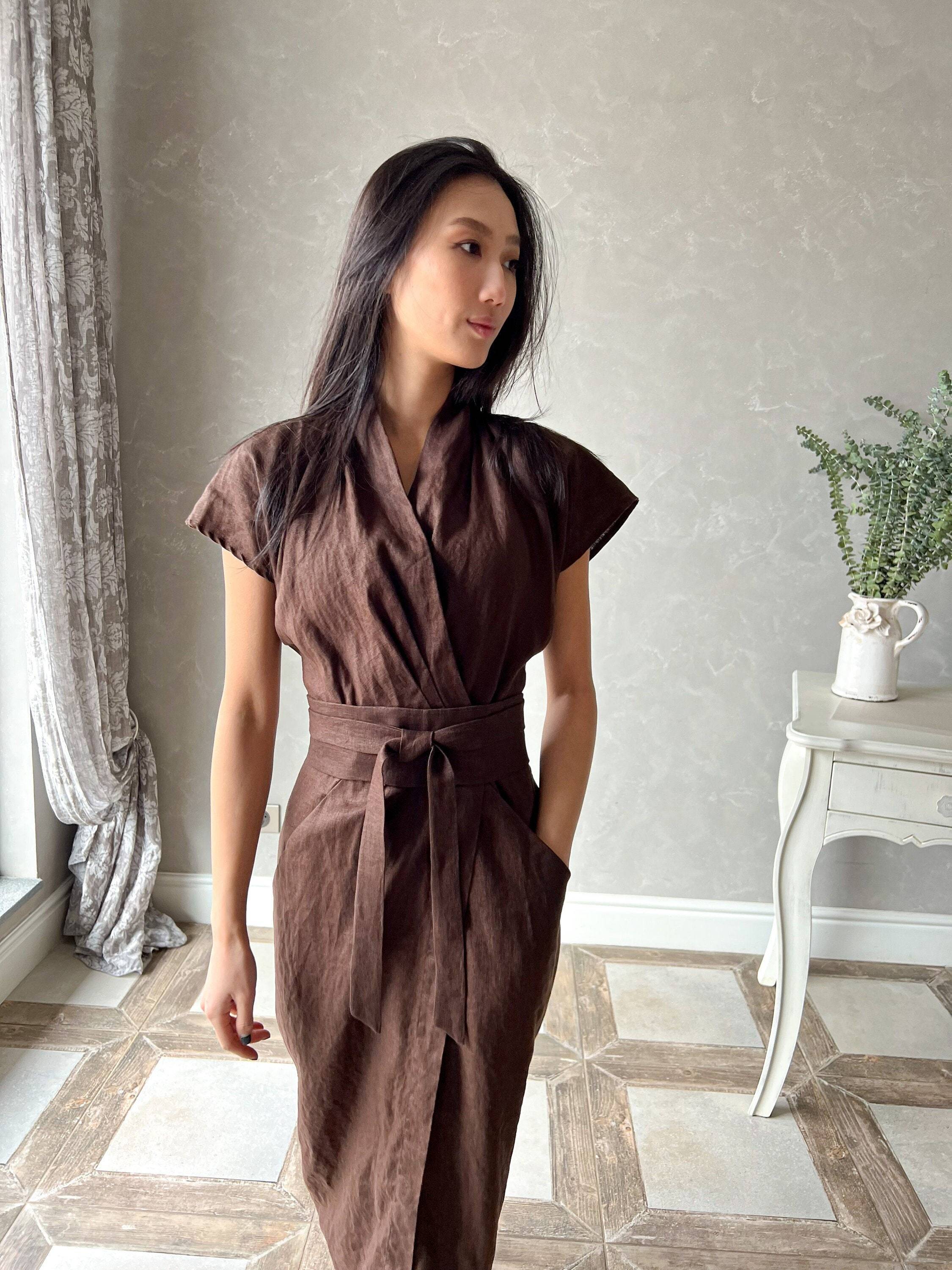 japanese style wrap dress Sustainable Linen Kimono collection-bridal