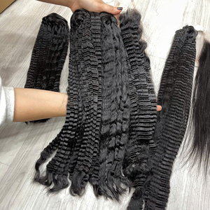 Cheveux raides crépus en trame, couleur naturelle, prêts à être expédiés, fournisseur de cheveux bruts, mèche de cheveux bruts, trame double drawn - Product Image 1