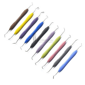 Vente chaude dentaire 10 pièces ensemble dentaire Composite remplissage Instrument ensemble Double extrémité silicone poignée ensemble avec Cassette - Product Image 4