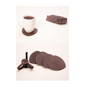 Elegant rustic leather coasters with high quality handmade look and premium <b>protection</b> for <b>table</b> surfaces - Product Image 4