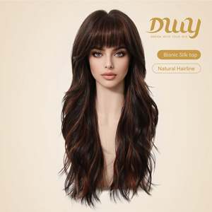 วิกผมสังเคราะห์ Kiya C-DWY แบบไม่ต้องใช้กาว ความยาว 24 นิ้ว ทรงลอนยาว  วัสดุไบโอนิคซิลค์ท็อป  ไฮไลท์สีซันคิส  เทคโนโลยีใหม่ สีน้ำตาล - Product Image 2