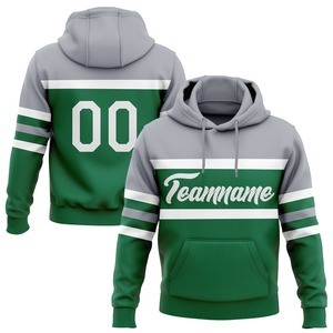 Sweat-shirt à capuche cousu personnalisé Kelly Green White-Gray Line Sports Pullover - Product Image 1