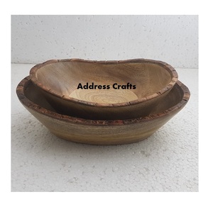 Elegante Tazón de Madera para Servir con Borde de Corteza de Árbol Natural, Ideal como Centro de Mesa, para Servir Comida en la Cocina, Tazones de Moda - Product Image 4