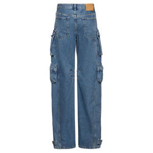 <b>Women</b> Mid Waist Regular Fit <b>Washed</b> Denim Pants Wide Leg Breathable Lace Flat Front Multi Pockets for <b>Women</b> - Product Image 2